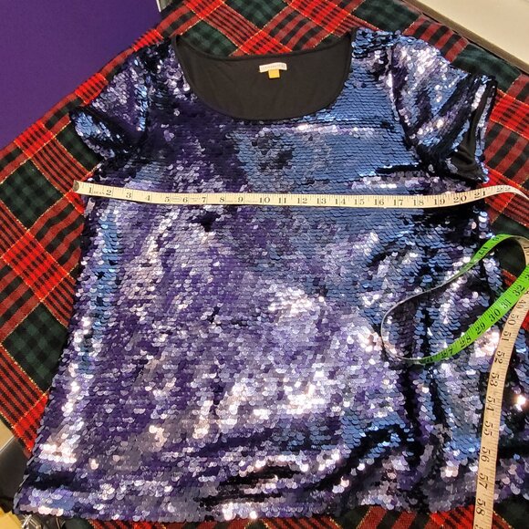 VTG SEQUIN NYE HOLIDAY PARTY TOP BLOUSE EUC XL - Picture 5 of 7